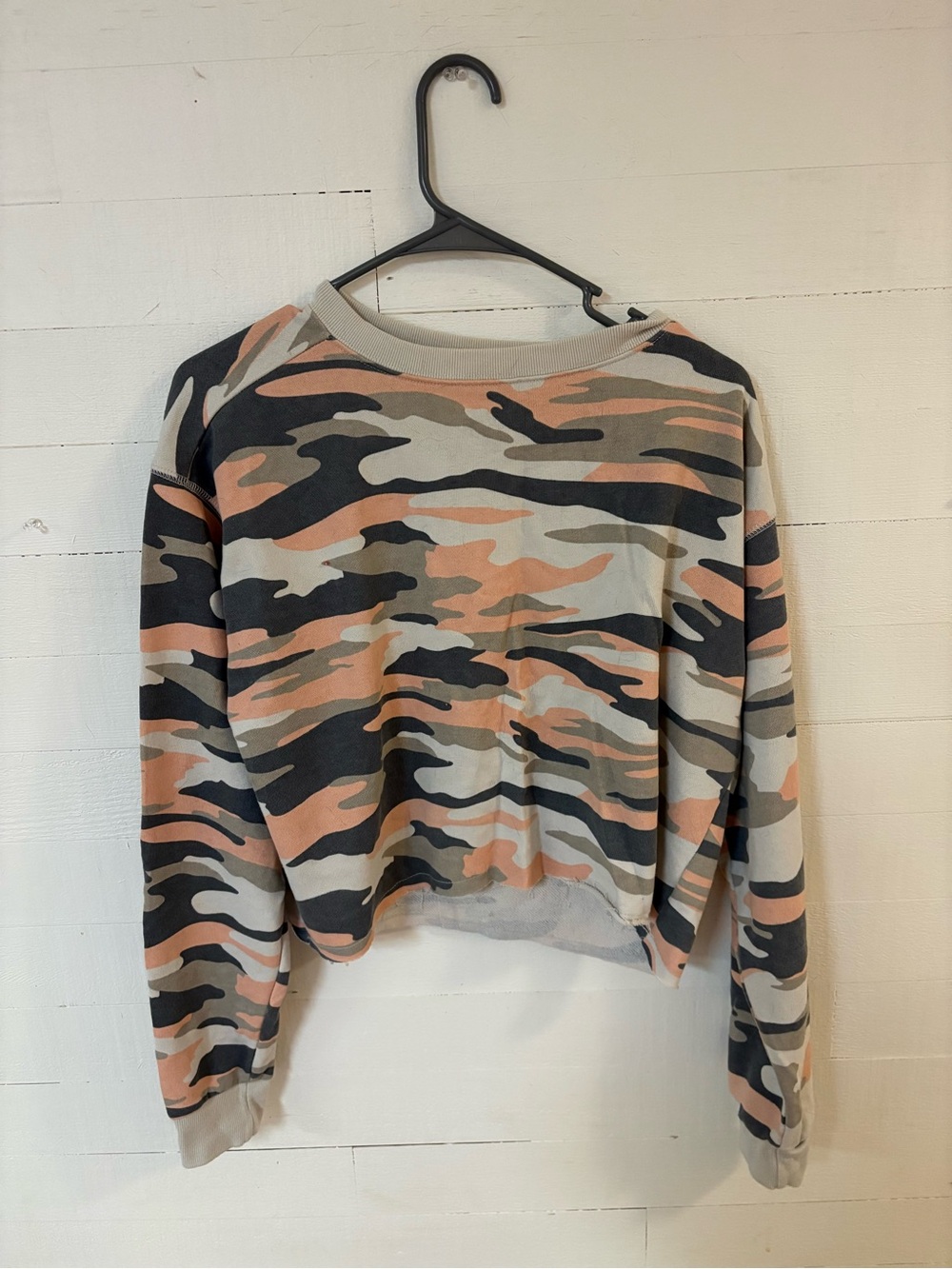Reflex Camo Cropped Sweatshirt Womens Size Large Athleisure